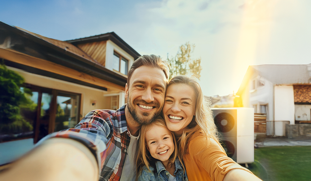 Familie und Wärmepumpe 
