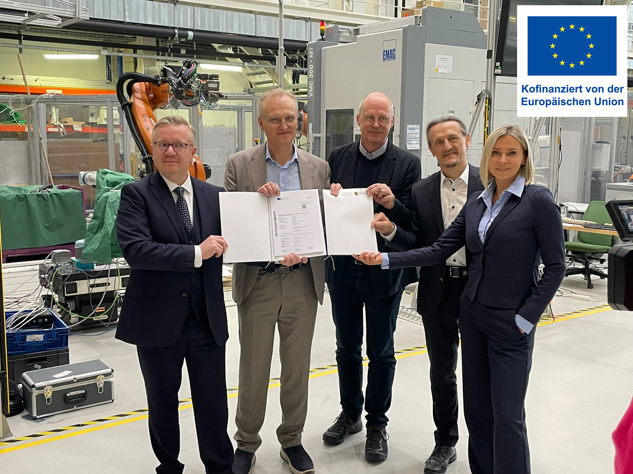 Übergabe JTF Fördermittel Wasserstoff mit EU Logo