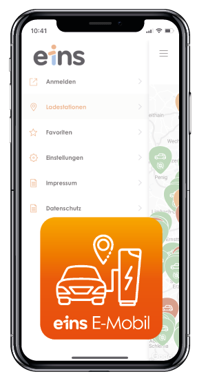 eins-E-Mobil-App auf Smartphone
