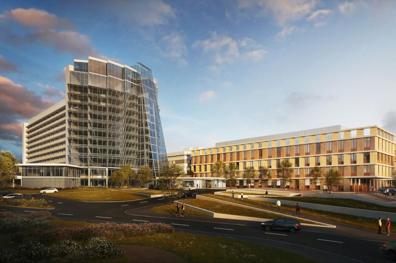 Frontale Ansicht des Klinikum Chemnitz UEO-Gebäude