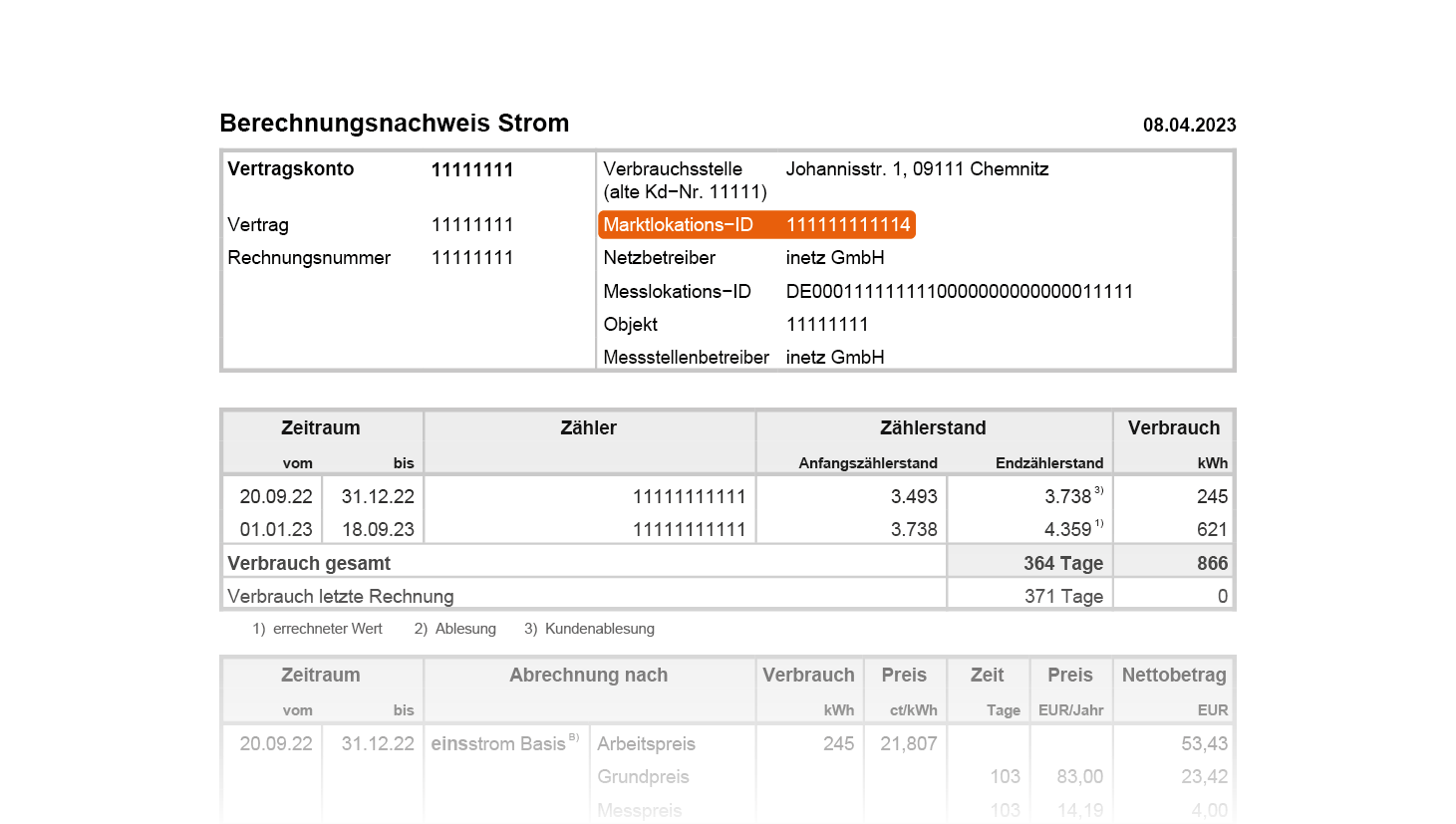 Musterrechnung MALO